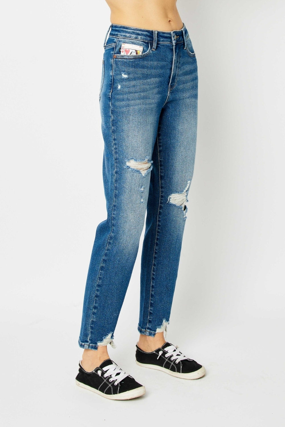 Boyfriend Fit Queen Of Hearts Coin Pocket Jeans