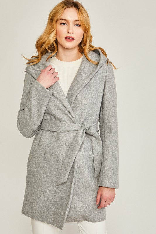 Fleece Open Front Belted Coat