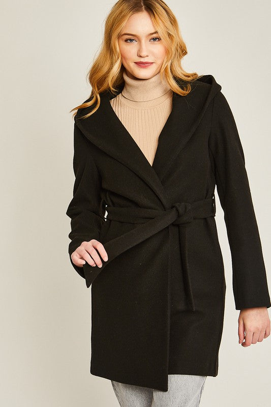 Fleece Open Front Belted Coat