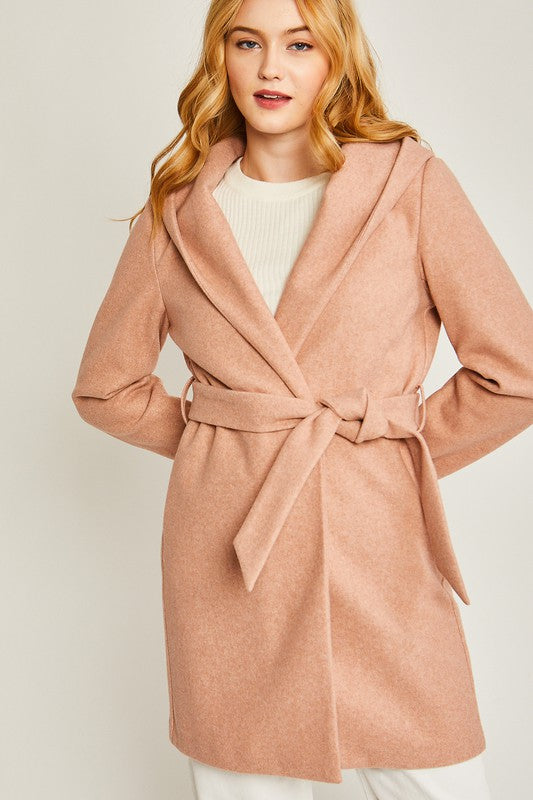 Fleece Open Front Belted Coat