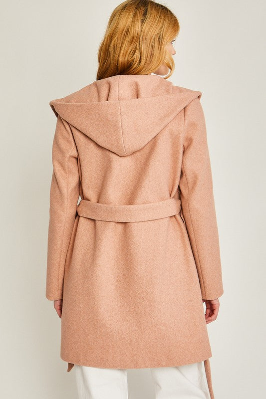 Fleece Open Front Belted Coat