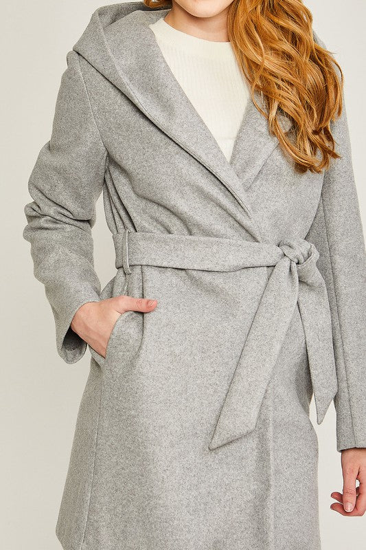 Fleece Open Front Belted Coat