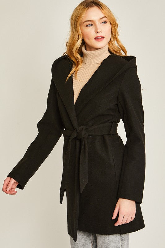 Fleece Open Front Belted Coat