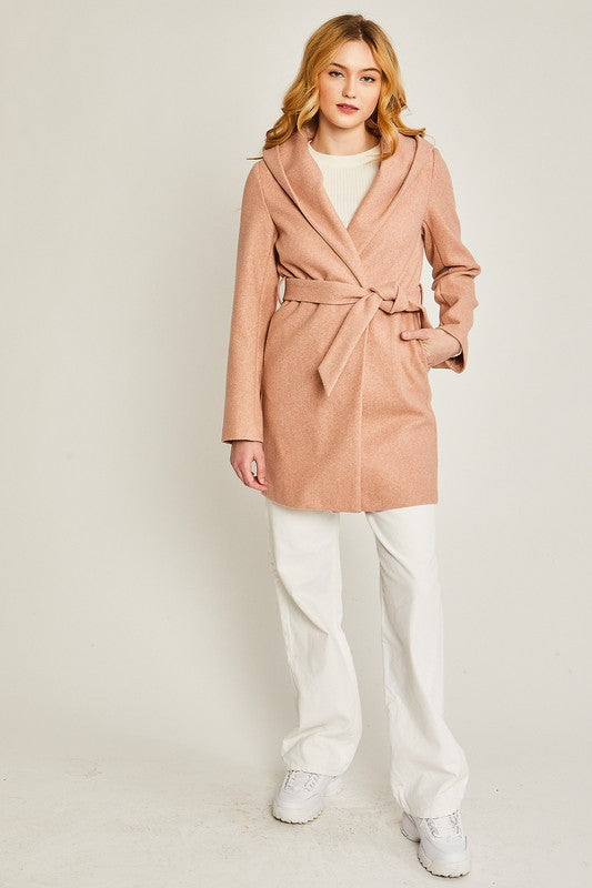 Fleece Open Front Belted Coat