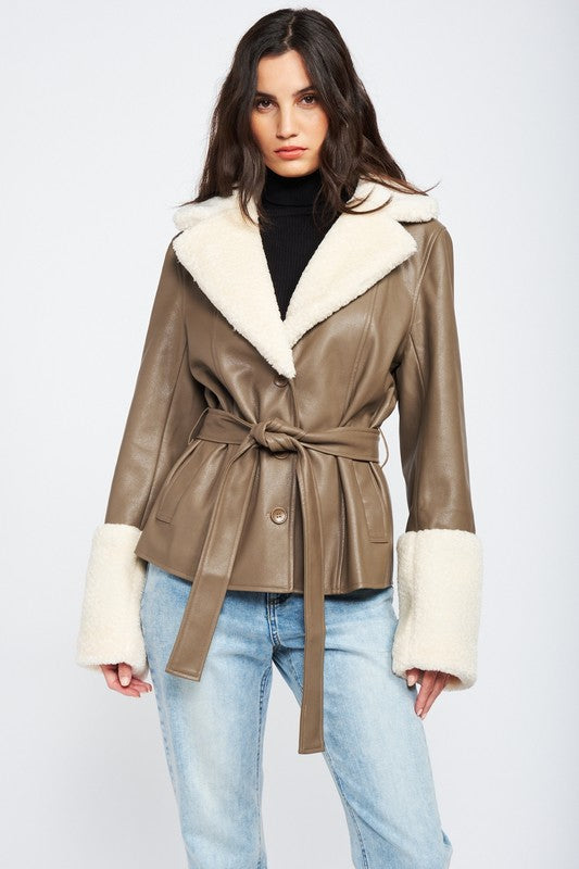 Faux Furry Trim Jacket