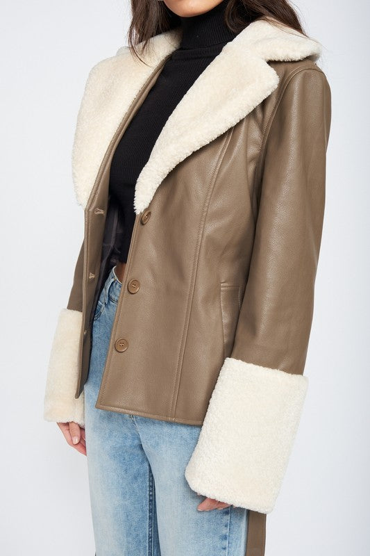 Faux Furry Trim Jacket