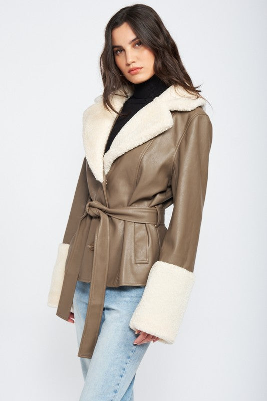 Faux Furry Trim Jacket