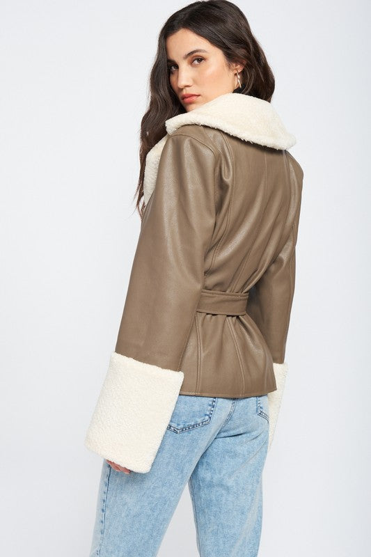 Faux Furry Trim Jacket