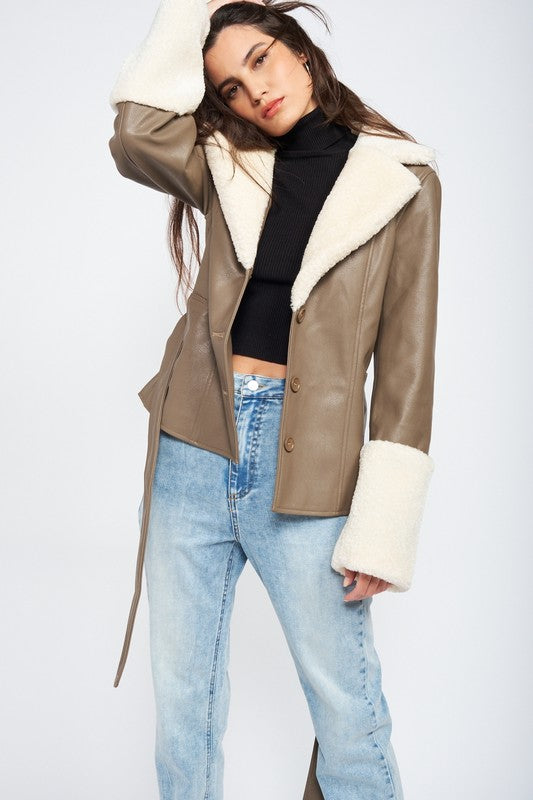 Faux Furry Trim Jacket