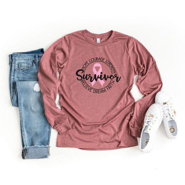 Breast Cancer Survivor Circle Long Sleeve Tee