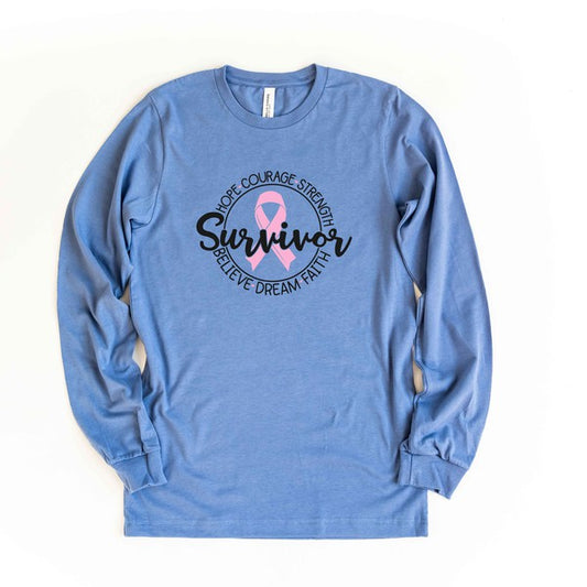 Breast Cancer Survivor Circle Long Sleeve Tee