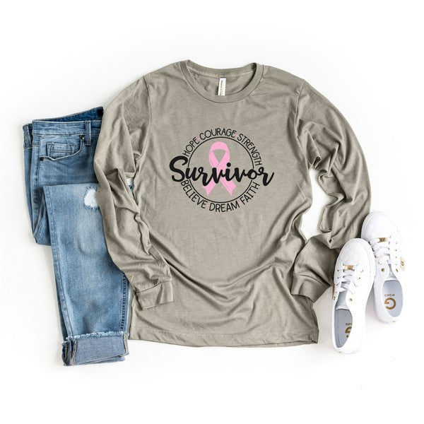 Breast Cancer Survivor Circle Long Sleeve Tee