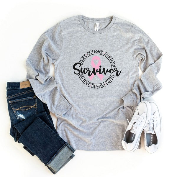 Breast Cancer Survivor Circle Long Sleeve Tee