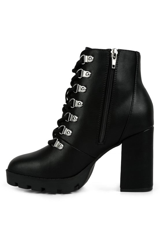 Lace Up Block Heel Boots