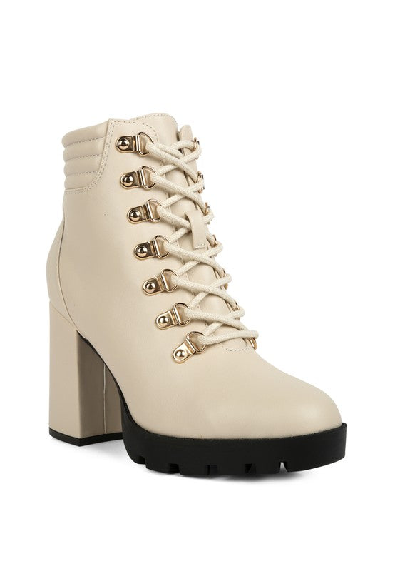 Lace Up Block Heel Boots