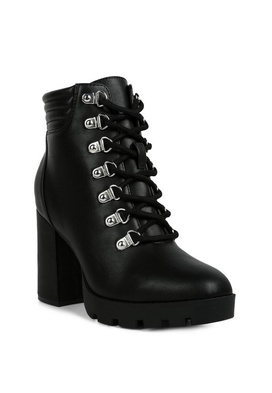 Lace Up Block Heel Boots