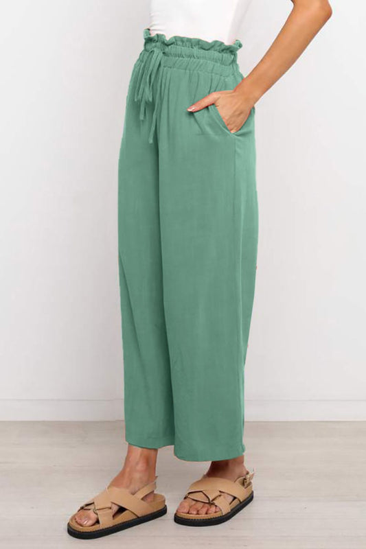 Drawstring Waist Wide Leg Pants