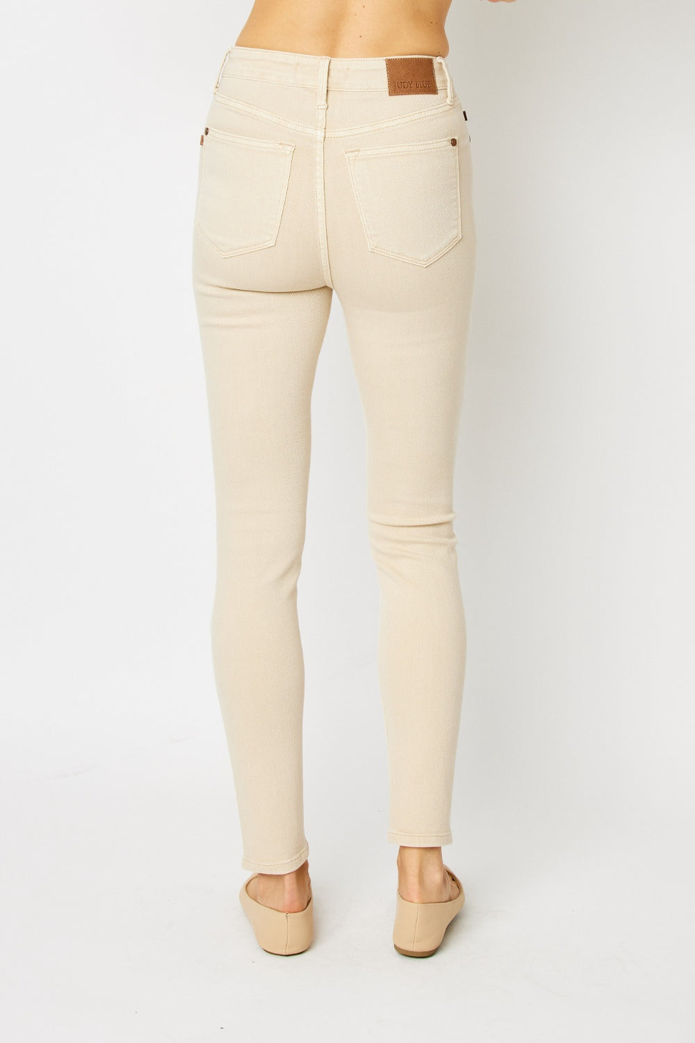 Tummy Control Bone-Shade Skinny Jeans