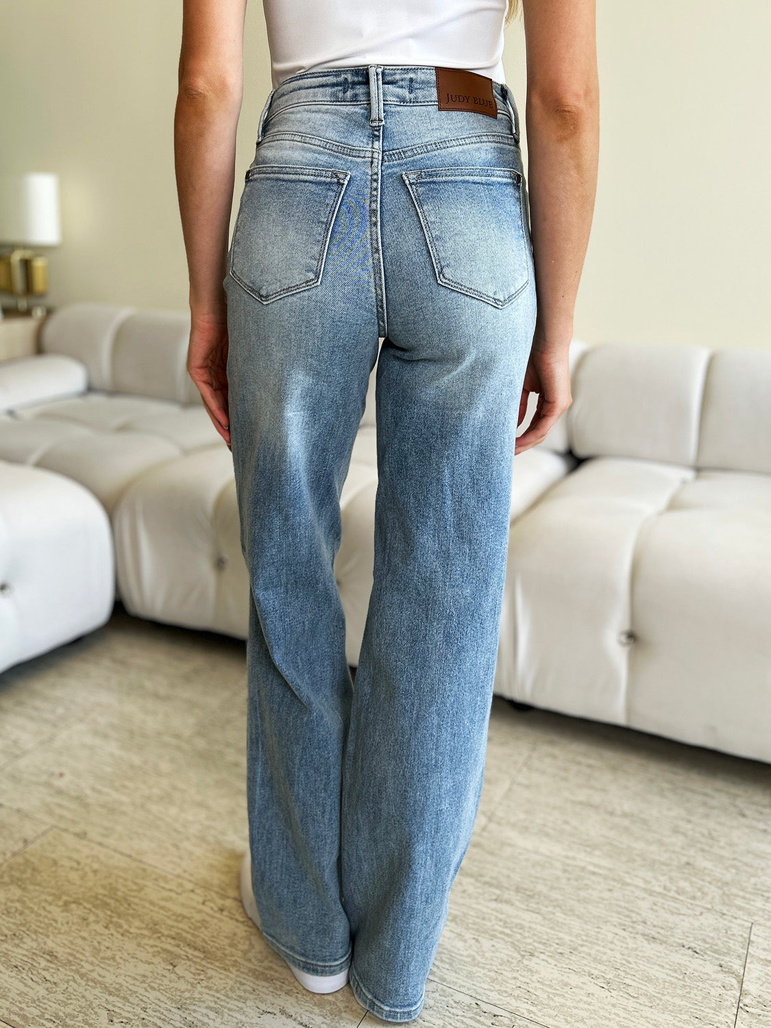 Medium Washed High Waist Wide Leg Jeans