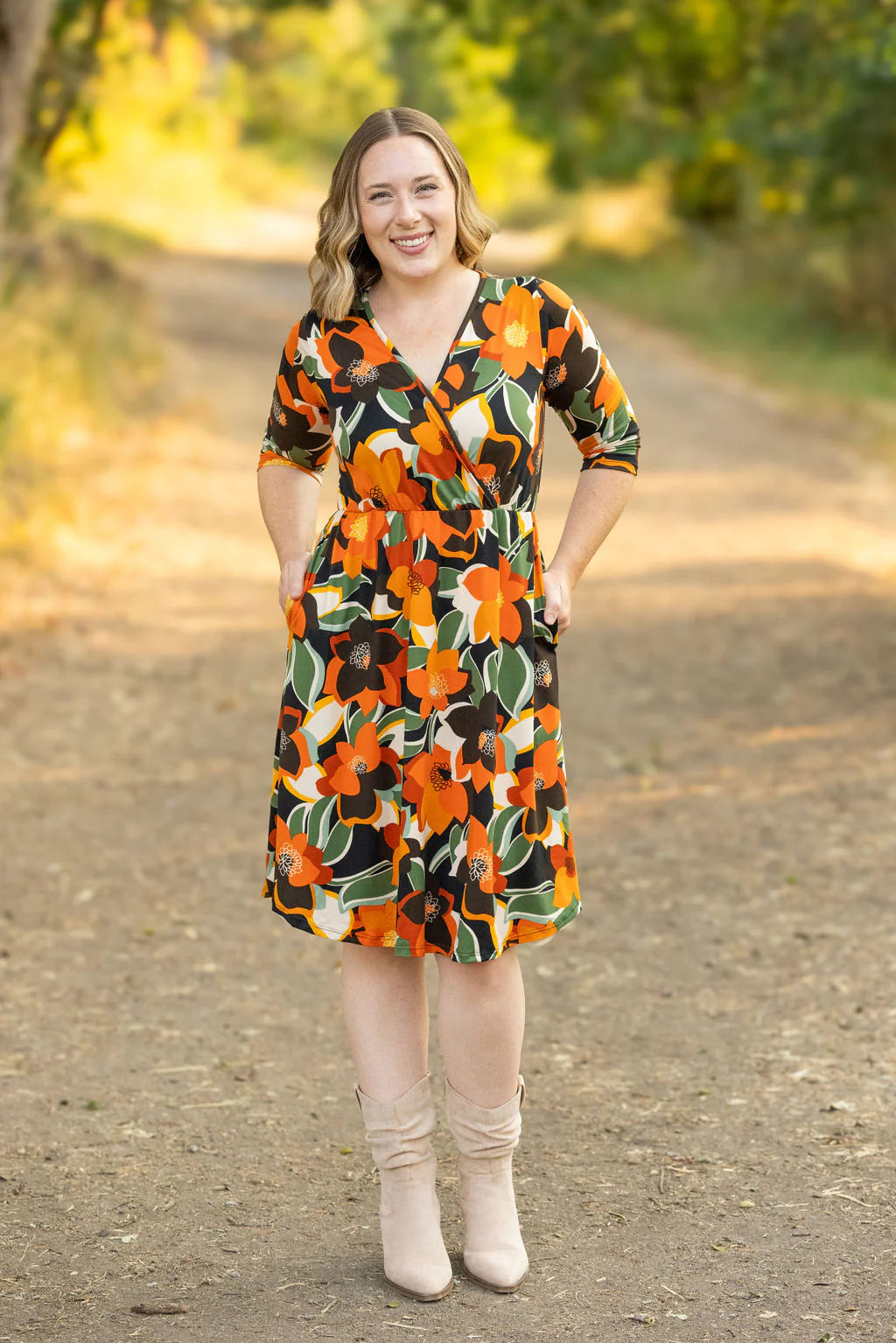 Bold Autumn Floral Dress