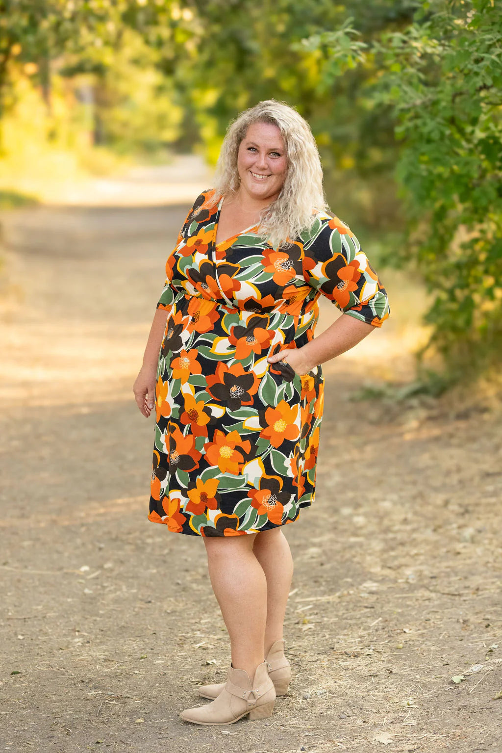 Bold Autumn Floral Dress