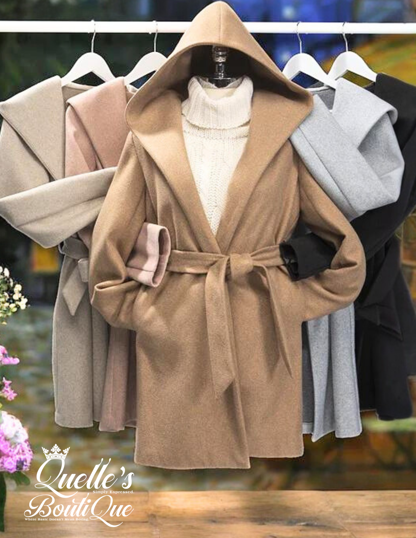 Fleece Open Front Belted Coat