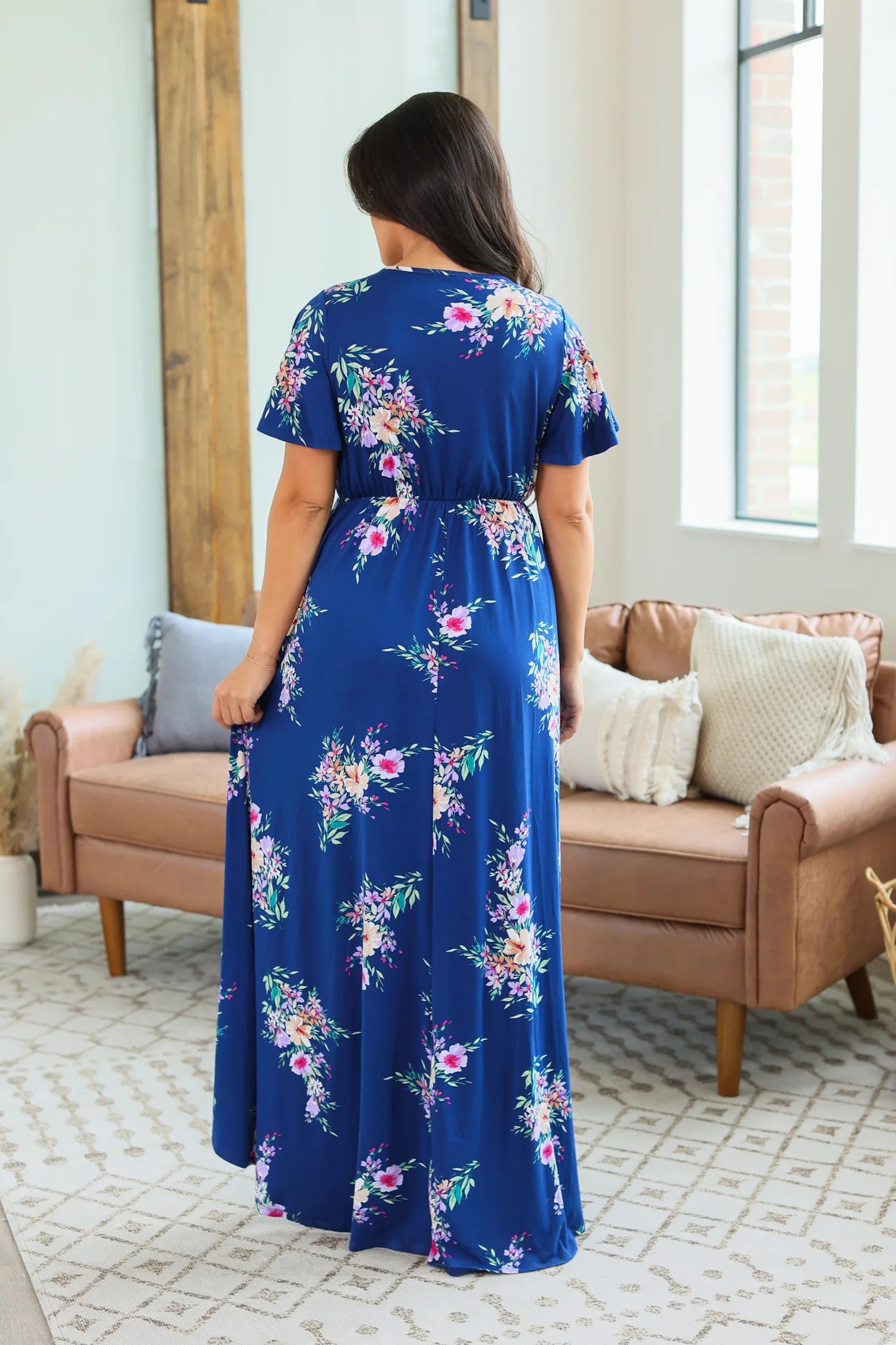 Floral Surplice Front Slit Maxi Dress