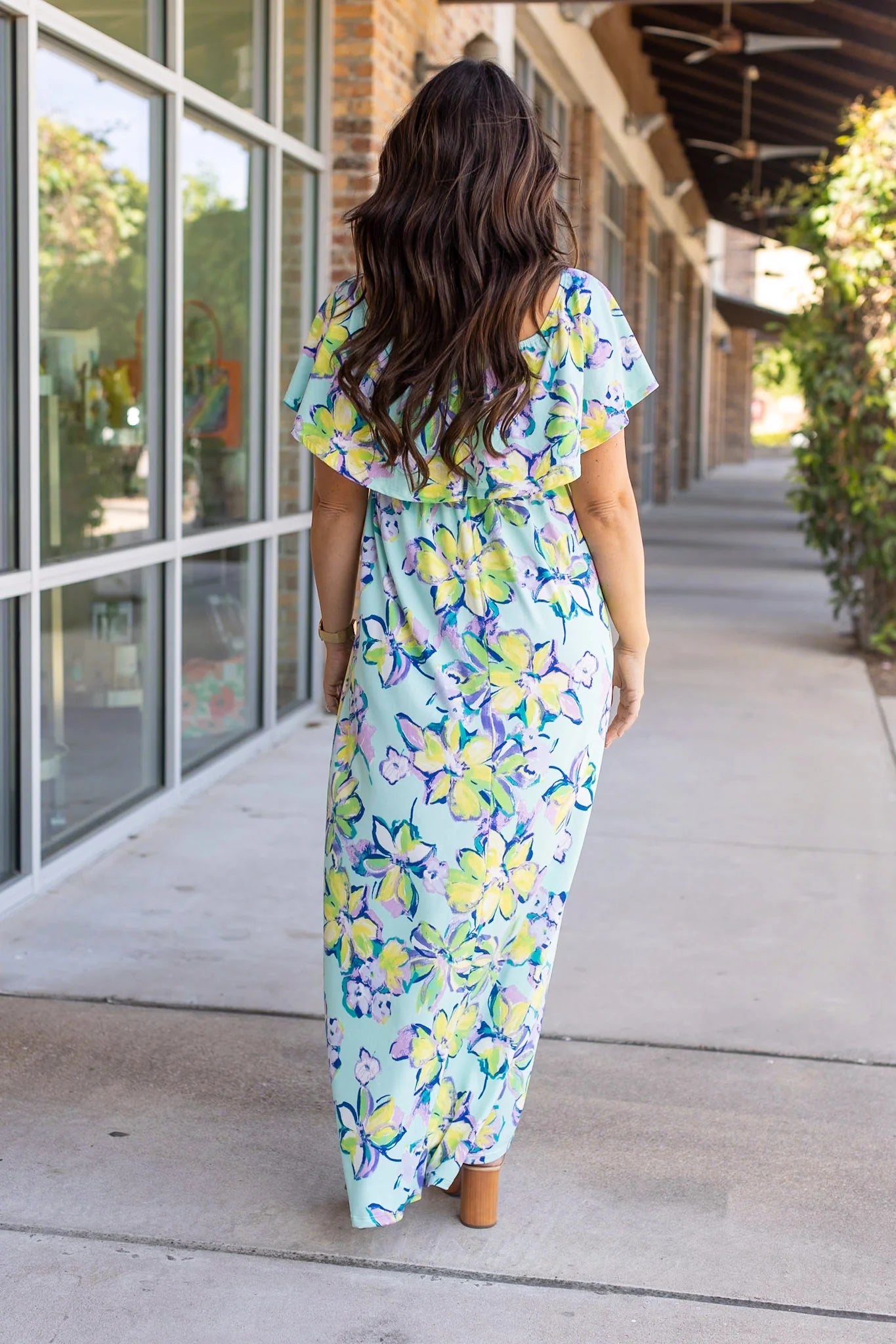 Mint Tropical Bloom Off Shoulder Maxi Dress