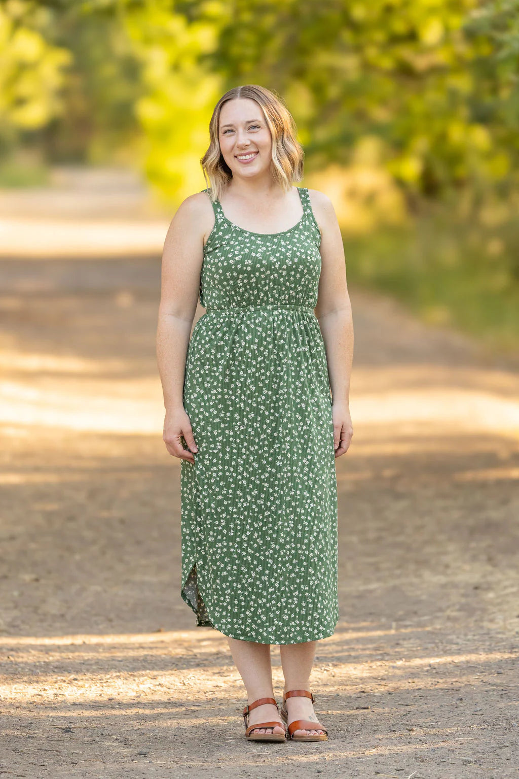 Micro Floral Ribbed Tank Dress