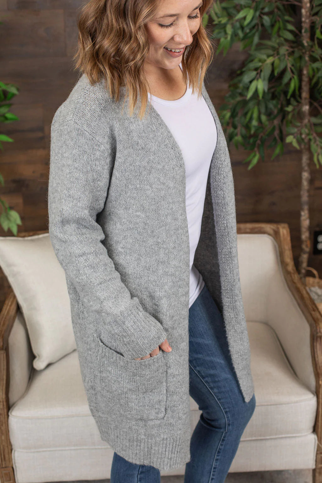 Heathered Multi-Color Open Front Cardigan