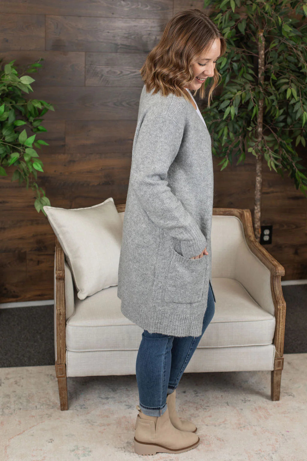 Heathered Multi-Color Open Front Cardigan