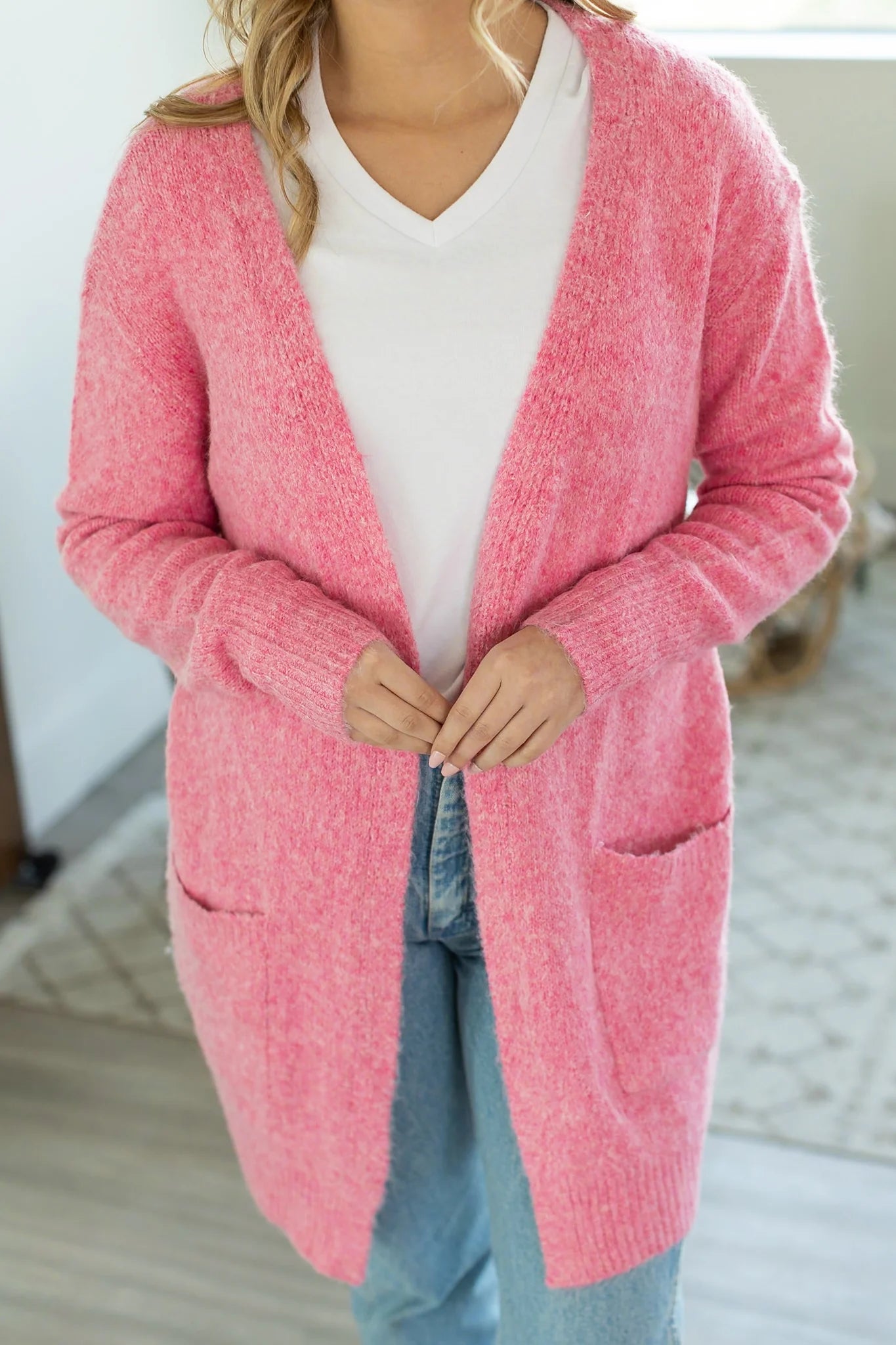 Heathered Multi-Color Open Front Cardigan