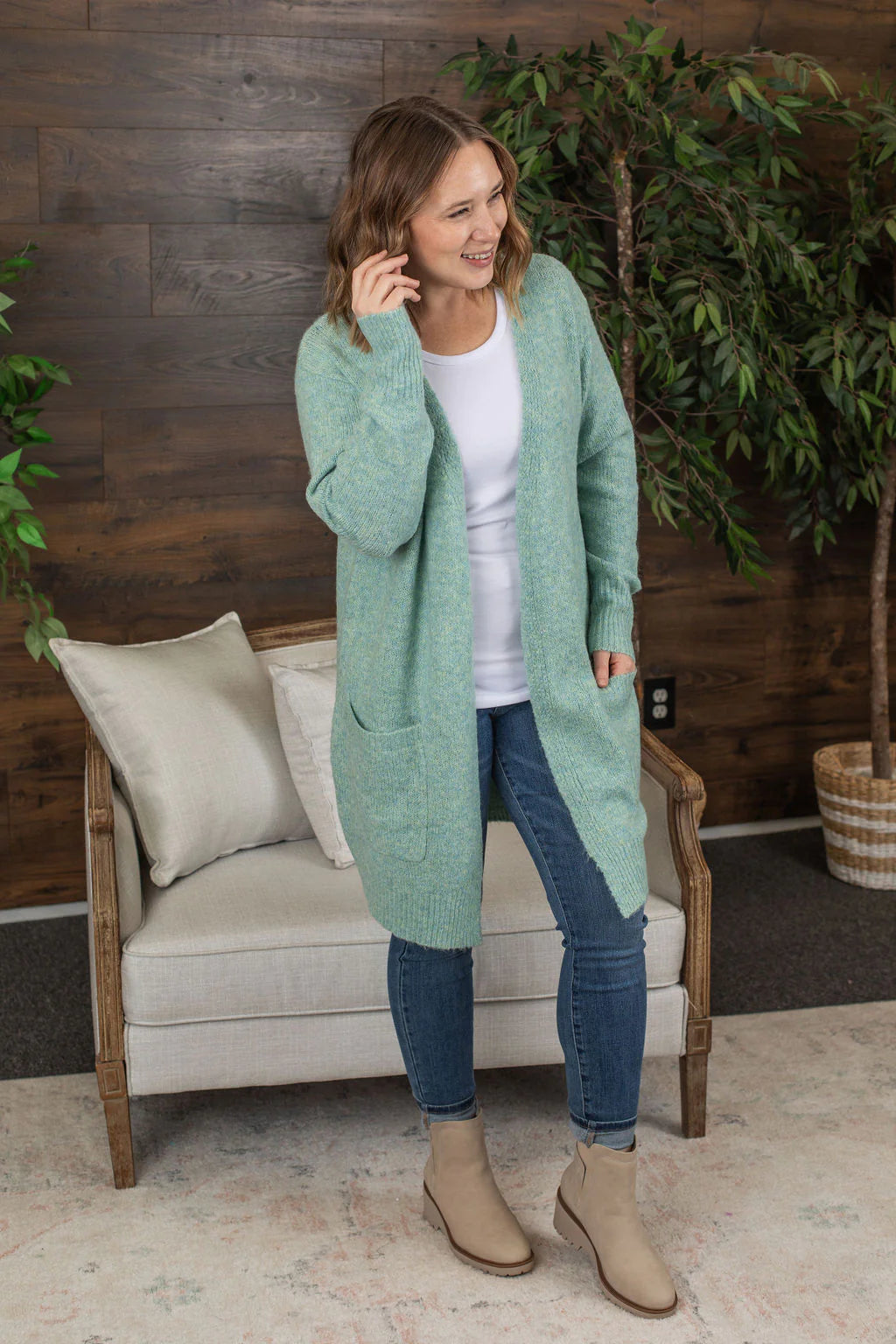 Heathered Multi-Color Open Front Cardigan