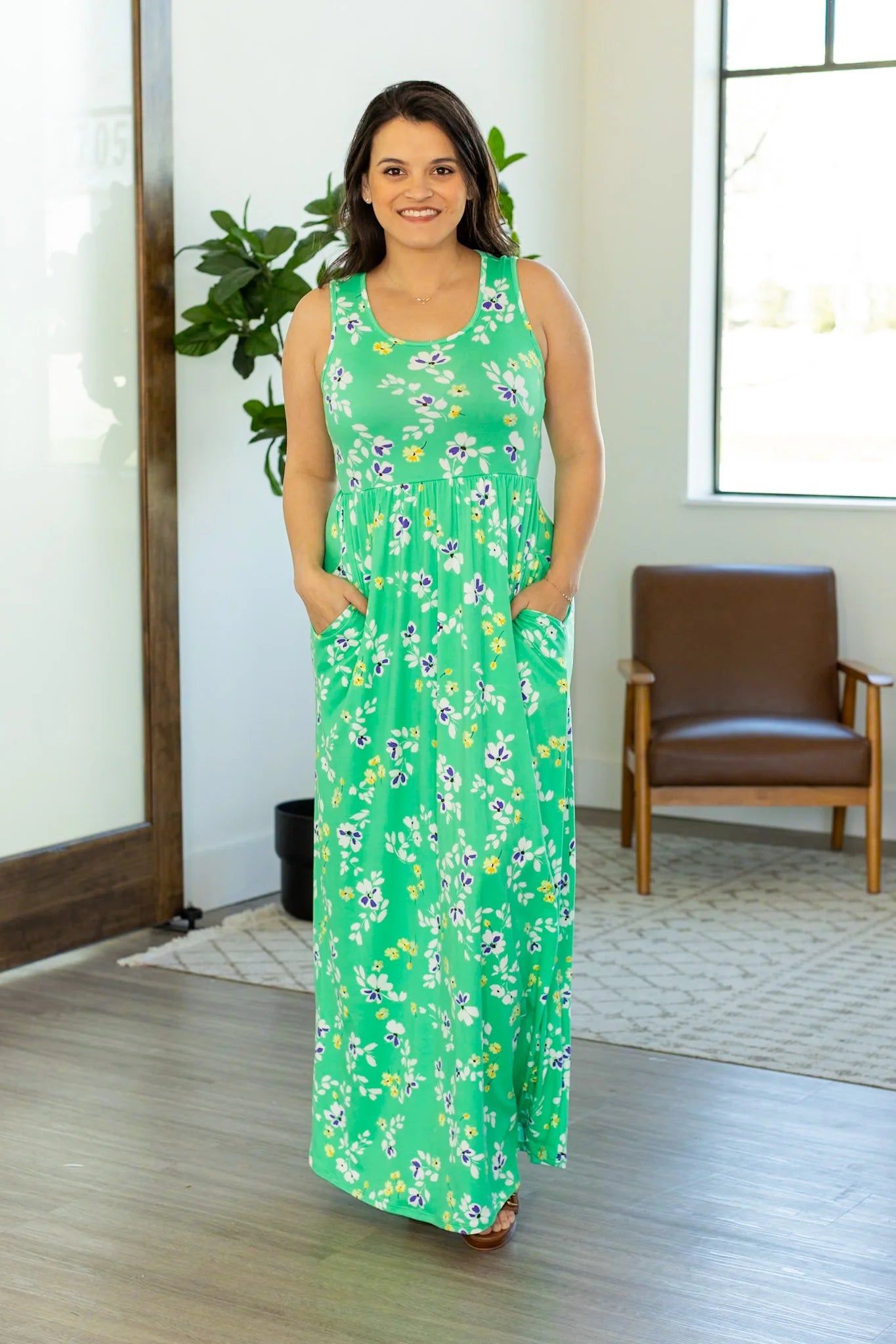 Spring Floral Sleeveless Maxi Dress