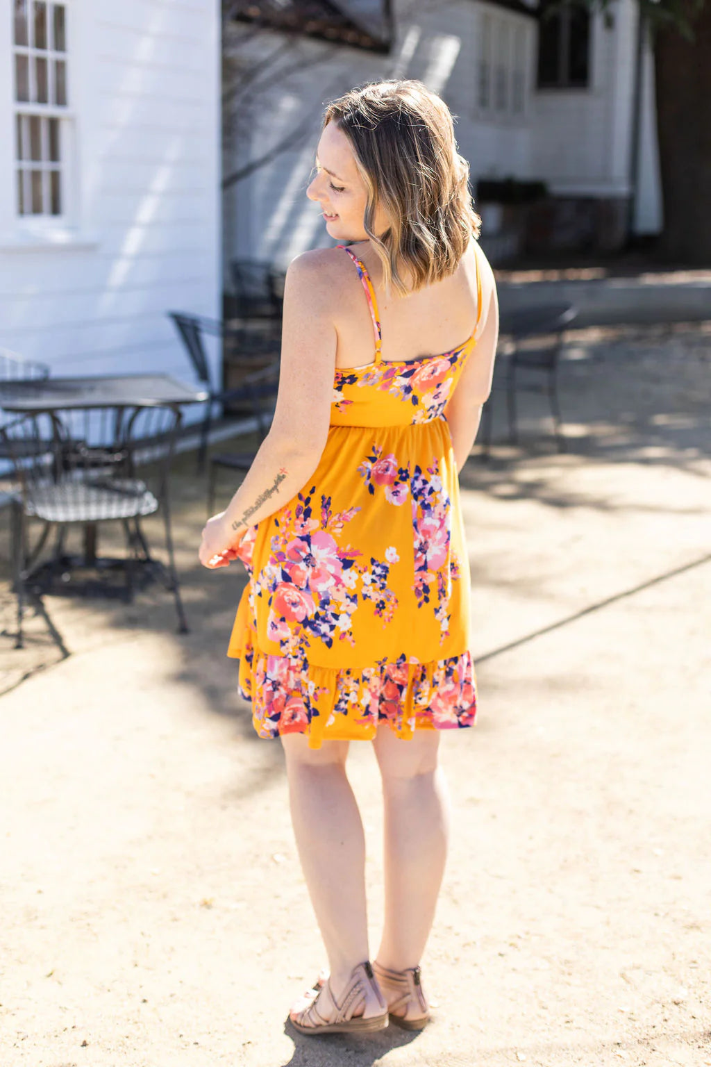 Sleeveless Ruffle Hem Floral Dress