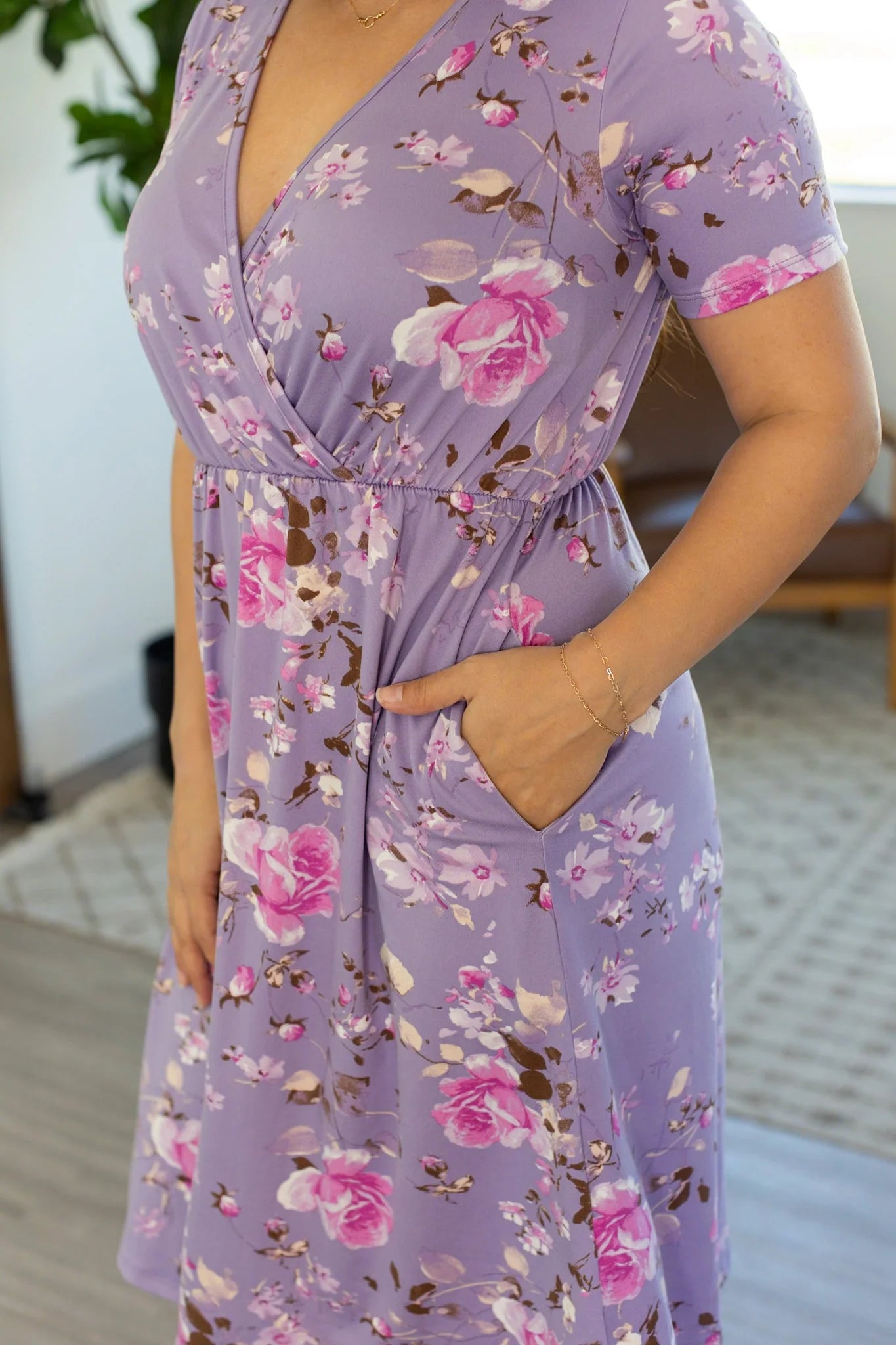 Surplice V-Neck Floral Dress