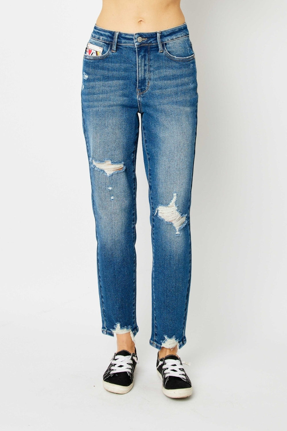 Boyfriend Fit Queen Of Hearts Coin Pocket Jeans