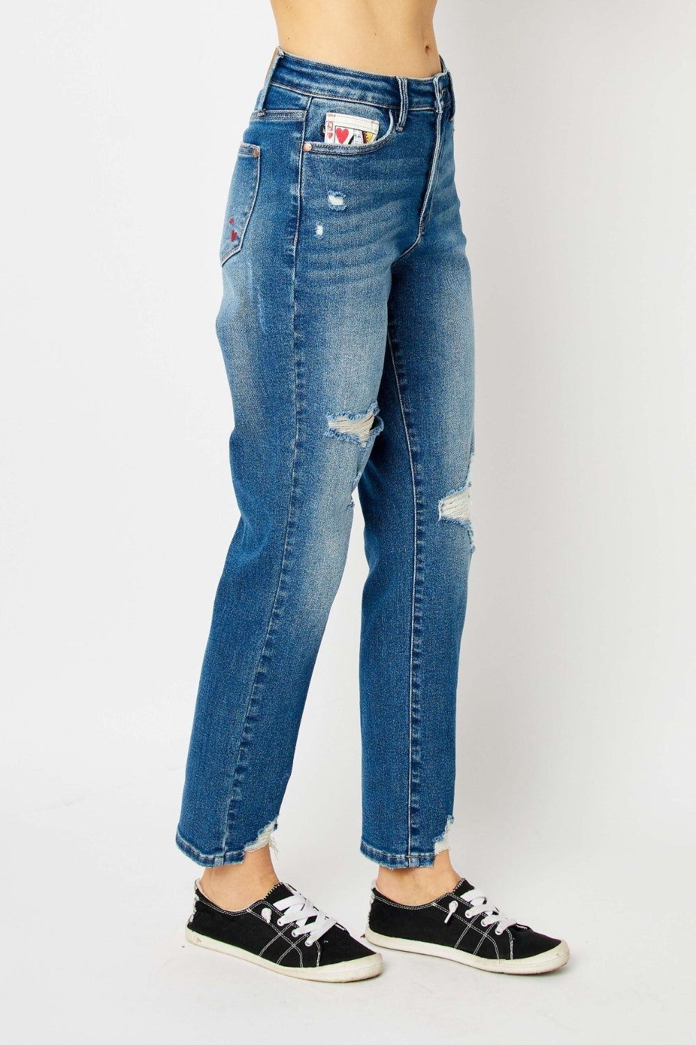 Boyfriend Fit Queen Of Hearts Coin Pocket Jeans