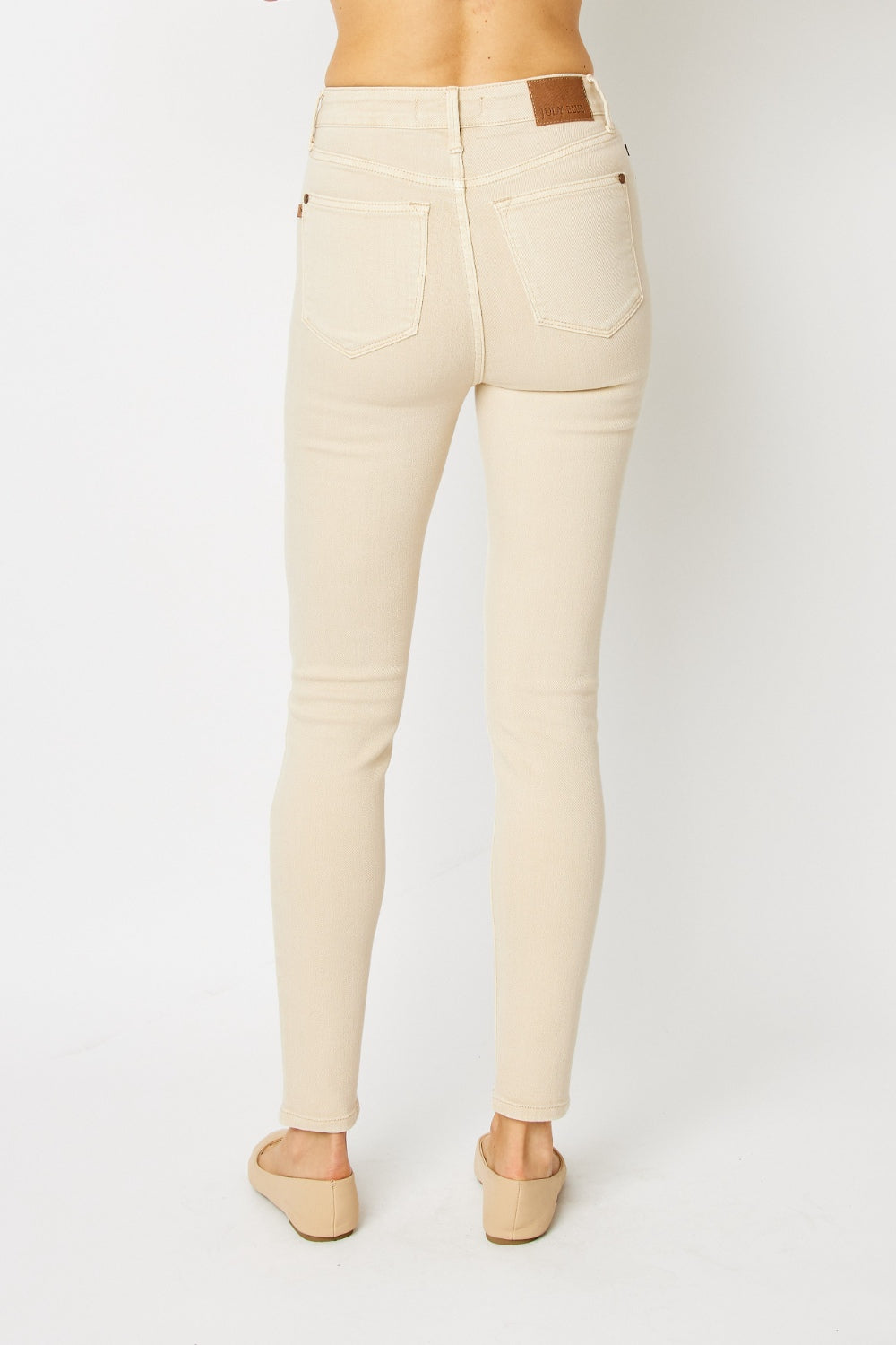 Tummy Control Bone-Shade Skinny Jeans