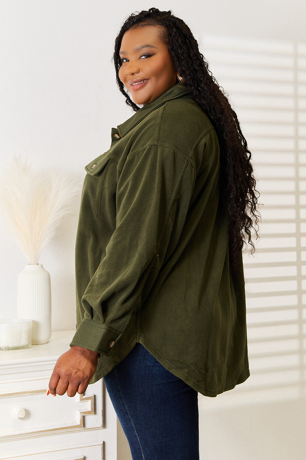 Army Green Casual Button Front Jacket