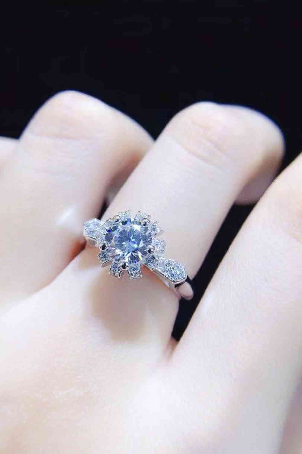 Round Moissanite Crown Silver Ring