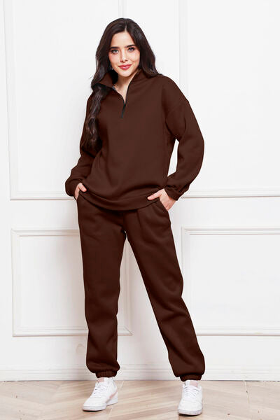 Half Zip Long Sleeve Sweatshirt & Jogger Set