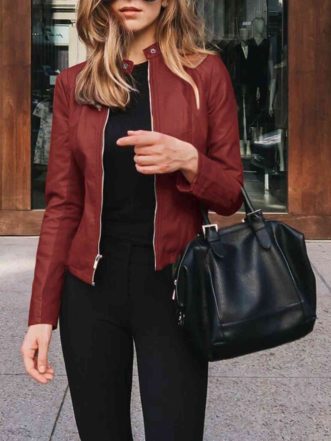 Mock Neck Zip-Up Jacket