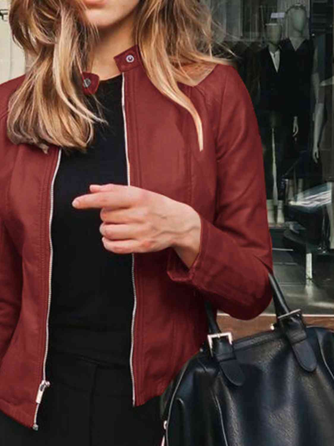 Mock Neck Zip-Up Jacket