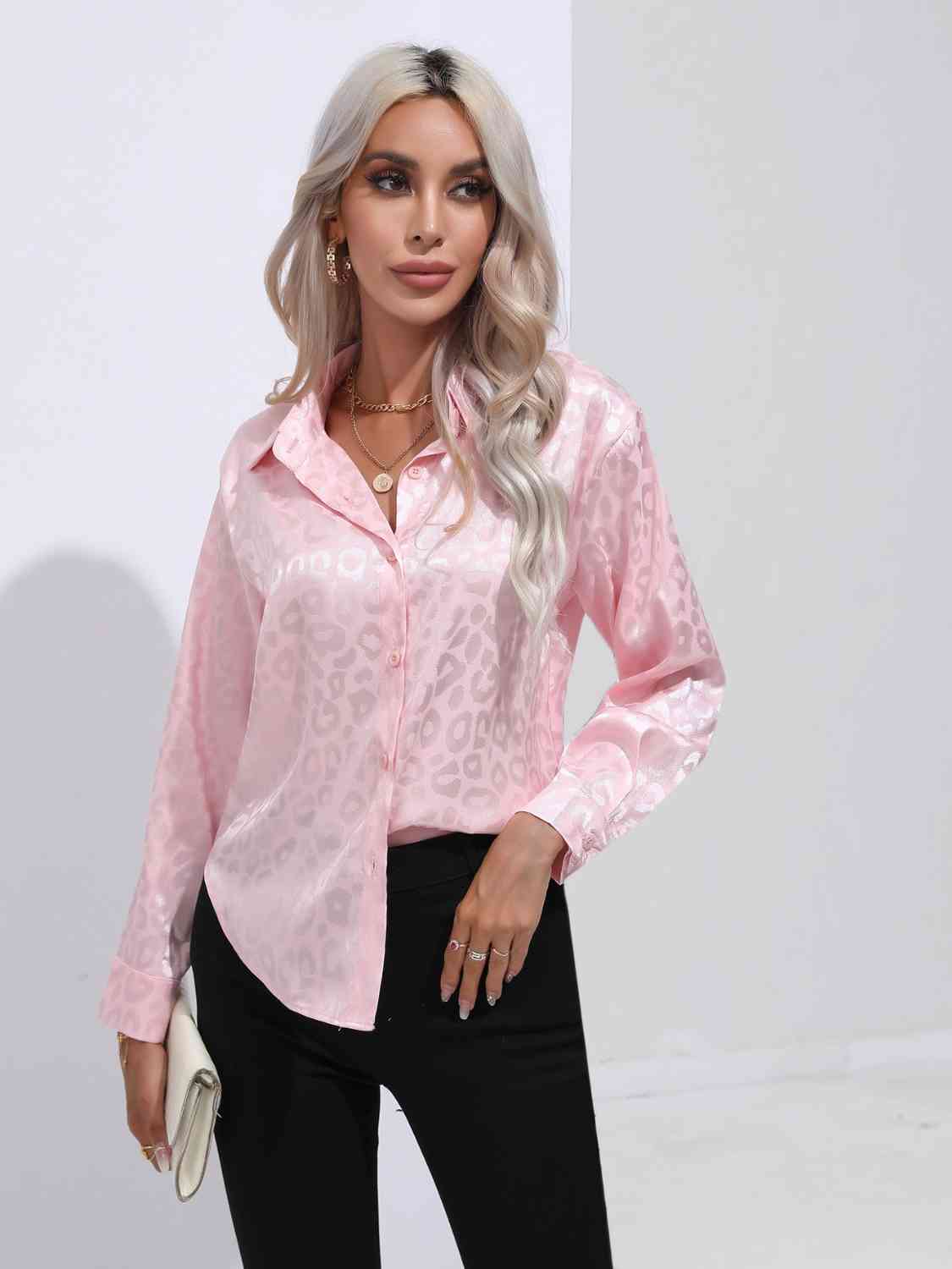 Contrast Print Satin Shirt