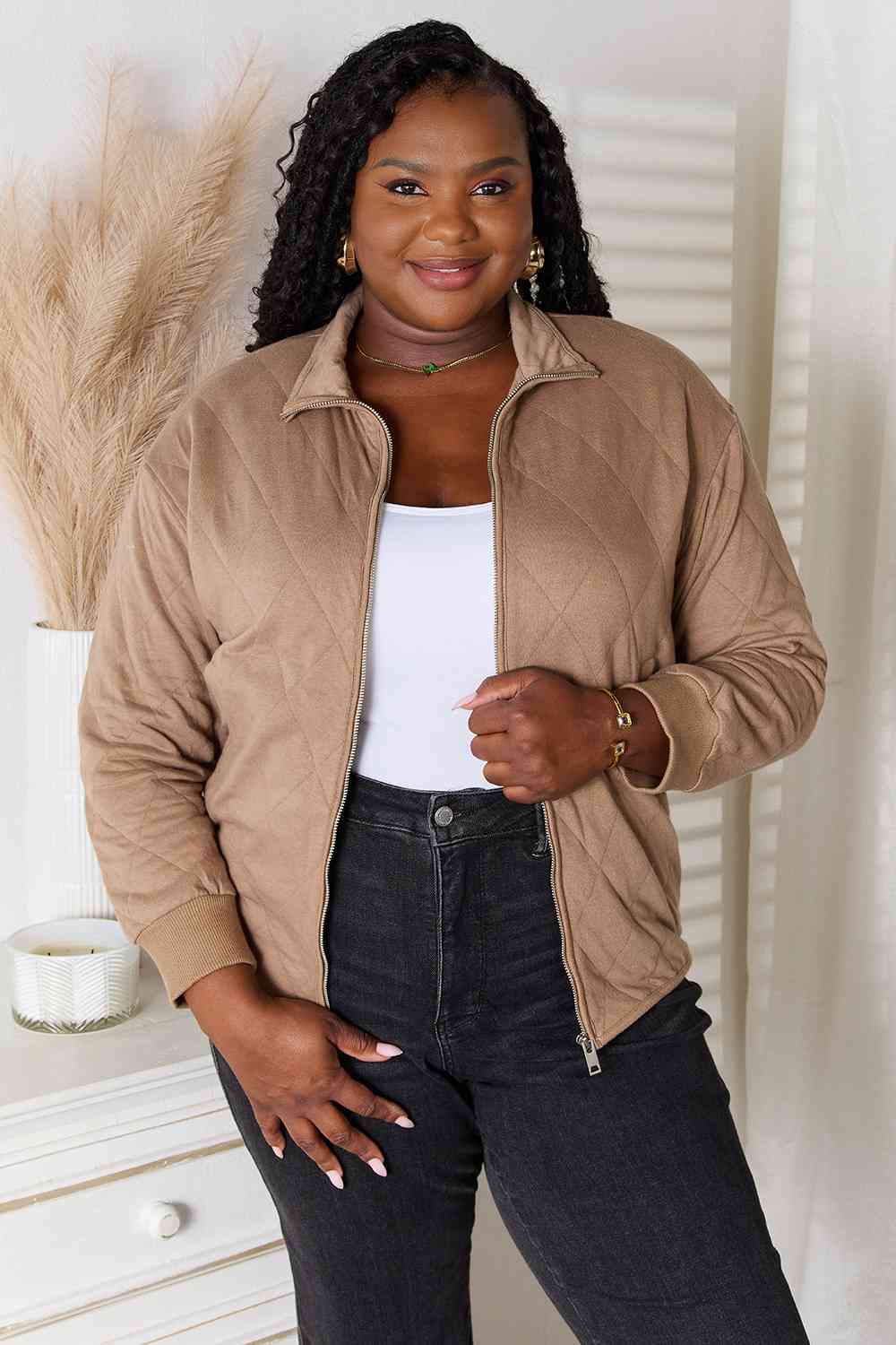 Casual Mocha Jacket with Pockets