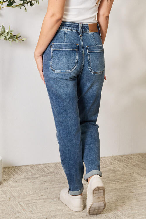 High Waist Drawstring Denim Jeans