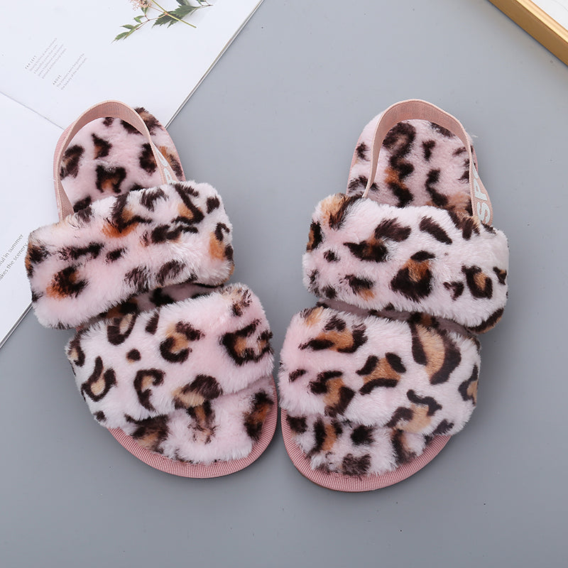 Faux Furry Open Toe Slippers