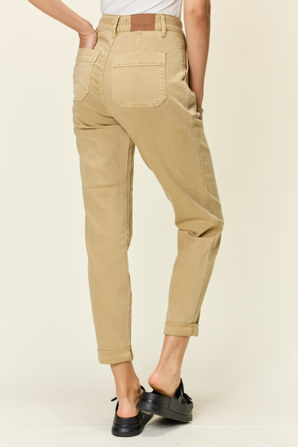 Khaki High Waist Jogger Jeans