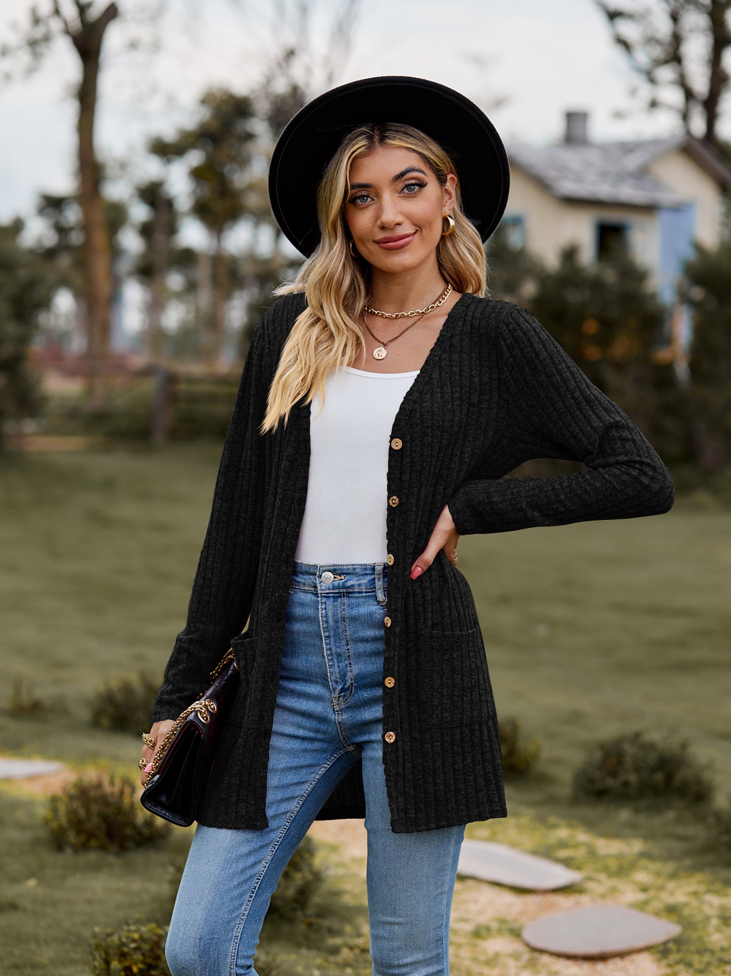 Heathered Ribbed Cardigan